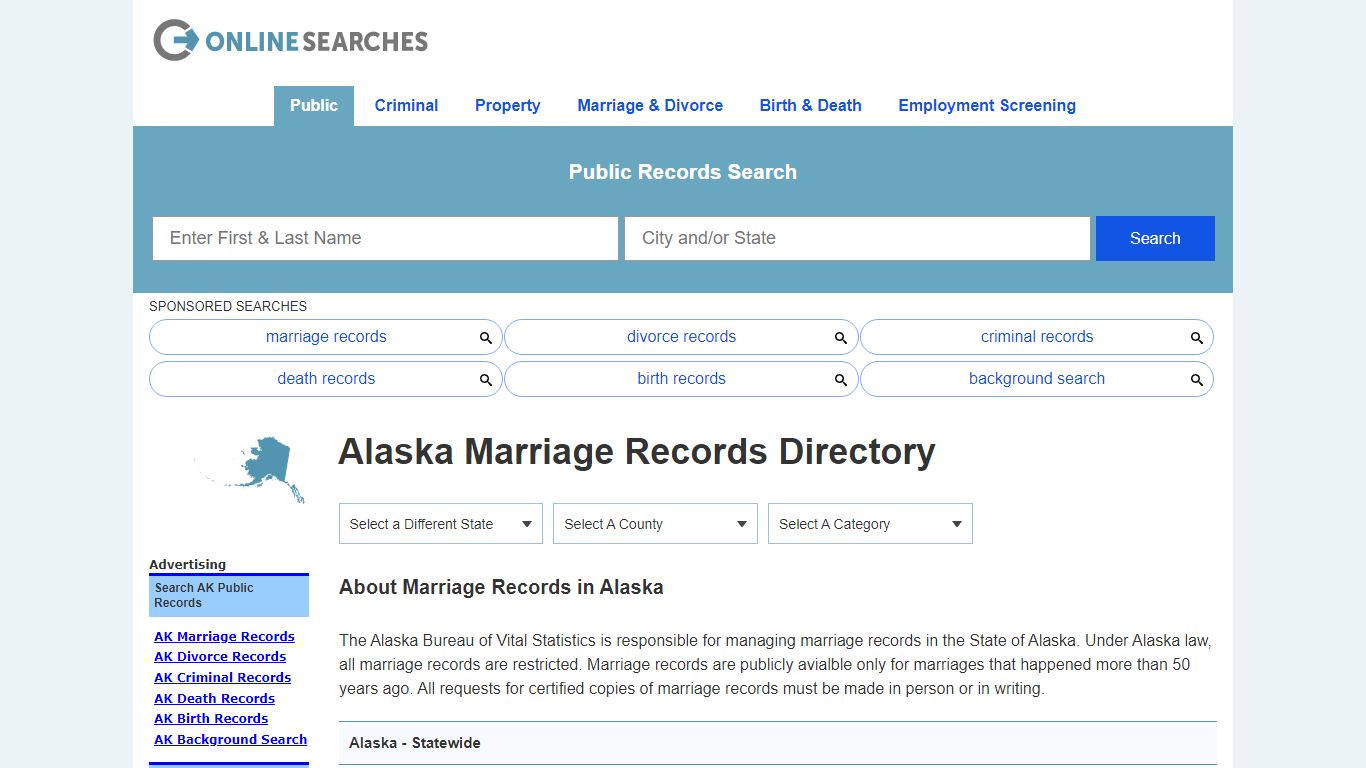 Alaska Marriage Records Search Directory